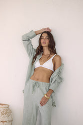 Drapey Linen Button Down | Vintage Havana Sage