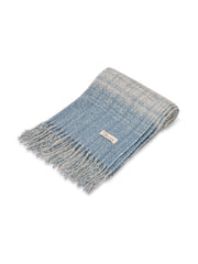 BOUCLE CHECK TASSEL SCARF - BLUE | Vintage Havana Blue