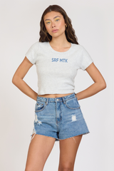 "Surf MTK" Harbor Grey Rib Hacci Cropped Tee | Vintage Havana Harbor Grey