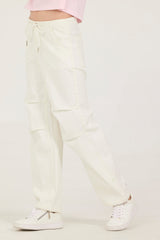 Kids Drawstring Jeans | Vintage Havana White