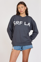 "Surf LA" Black Surf Wash Crewneck | Vintage Havana Black