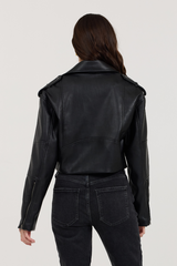 Black Leather Moto Jacket | Vintage Havana Black