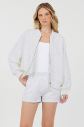 Grey Icicle Essential Fleece Zip Up Bomber | Vintage Havana Grey Icicle