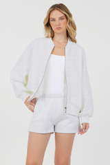 Grey Icicle Essential Fleece Zip Up Bomber | Vintage Havana Grey Icicle