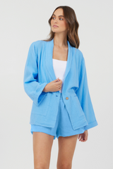 Ocean Blue Washed Gauze Blazer | Vintage Havana Ocean Blue