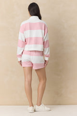 Striped French Terry Half Zip Sweatshirt | Vintage Havana Sorbet Pink