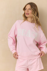Mixed Applique Beach Crewneck | Vintage Havana Soft Pink