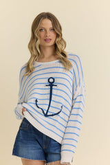 Purl Knit Stripe Sweater with Anchor | Vintage Havana