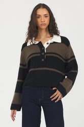 Woodland Stripe Collared Sweater | Vintage Havana Woodland