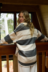 Buffalo Stripe Quarter Button Up | Vintage Havana Black & Cream