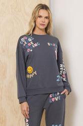 Printed Surf Wash Crew w/ Patches | Vintage Havana Charcoal w/ Multi