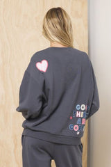 Printed Surf Wash Crew w/ Patches | Vintage Havana Charcoal w/ Multi