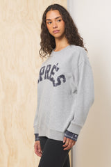 Apres Applique French Terry Crewneck | Vintage Havana Moon Grey w/ Midnight Plaid