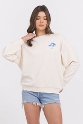 SURF WASH EMBROIDERED CREWNECK | Vintage Havana Coconut/ Hightide