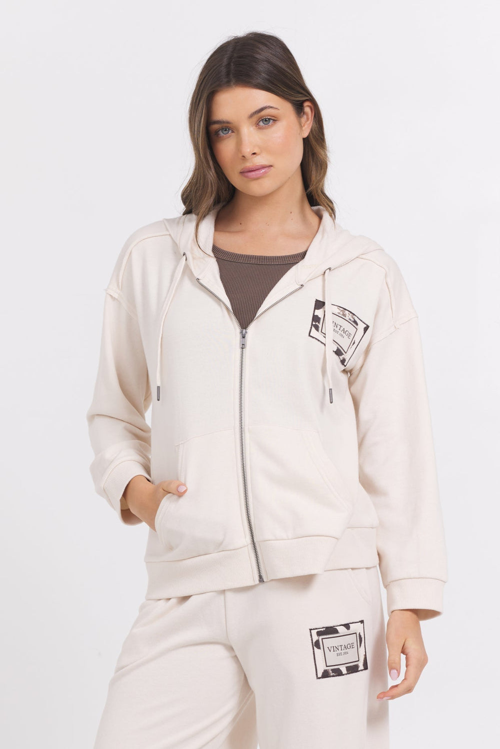 Suede Terry Zip Up | Vintage Havana Coconut
