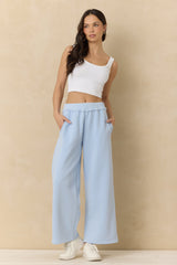 Vintage Fleece Wide Leg Pants with Rib | Vintage Havana Pink Hibiscus