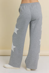 Reverse Terry Wide Leg Pants with Star Applique | Vintage Havana