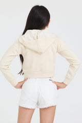 Kids White Denim Short with Embroidered Waist | Vintage Havana