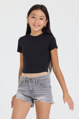 Kids Vintage Grey Fray Short | Vintage Havana