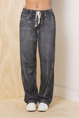 Denim Fleece Barrel Pant | Vintage Havana Black Washed Denim
