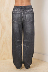 Denim Fleece Barrel Pant | Vintage Havana Black Washed Denim