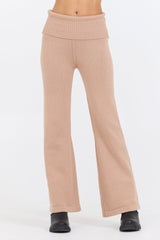 Salted Caramel Slim Fit Knit Fold Over Flare Pant | Vintage Havana Caramel