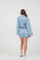 Light Wash Denim Cargo Skirt | Vintage Havana Light Wash