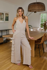 Khaki Tencel Jumpsuit | Vintage Havana Khaki