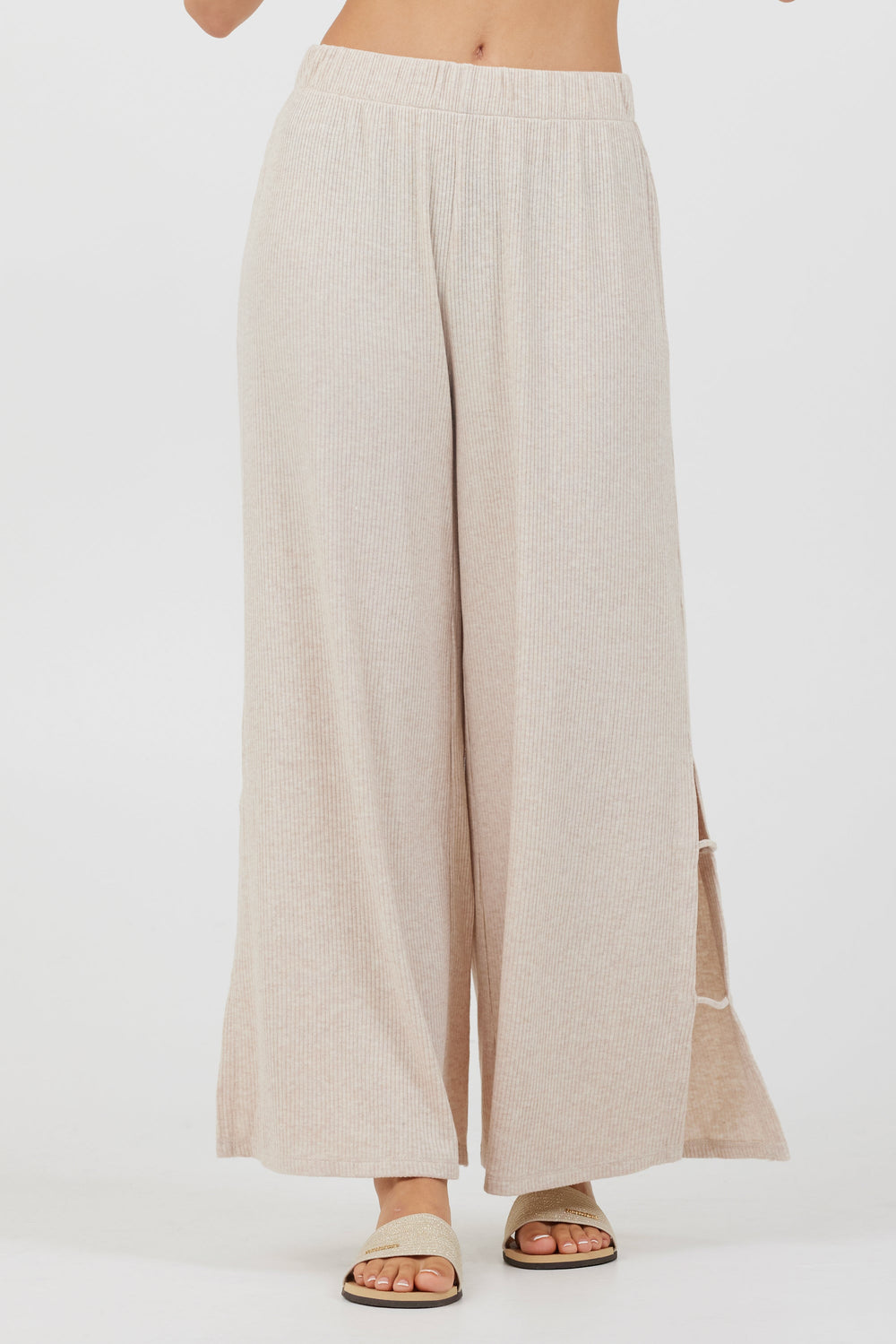 Heather Oatmeal Drapey Knit Cut Out Pants | Vintage Havana Heather Oatmeal