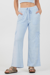 Powder Blue Cord Terry Cargo Pants | Vintage Havana Powder Blue