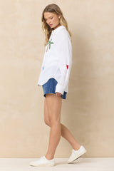 Gauze Button Down with Embroidery | Vintage Havana