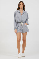 Heather Grey Bounded Textured Jersey Shorts | Vintage Havana Heather Grey