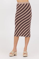 Striped Knit Midi Skirt | Vintage Havana Brown/Tan