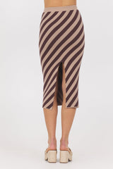 Striped Knit Midi Skirt | Vintage Havana Brown/Tan