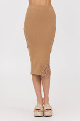 Caramel Rib Midi Skirt w/ Crochet Insert | Vintage Havana Caramel