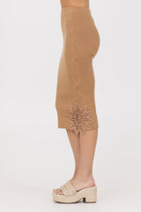 Caramel Rib Midi Skirt w/ Crochet Insert | Vintage Havana Caramel