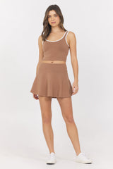 Cloud Mini Skort | Vintage Havana Toffee with White