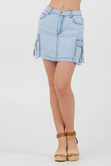 Washed Denim Tencel Cargo Pocket Skirt | Vintage Havana Washed Denim
