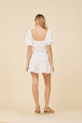 White Gauze w/ Jersey Combo Dress | Vintage Havana White