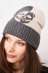 SKULL PATTERN BEANIE | Vintage Havana Charcoal