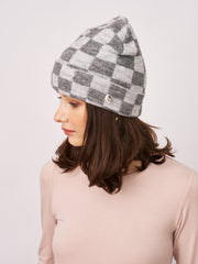CHECK PATTERN BEANIE - GREY | Vintage Havana Grey