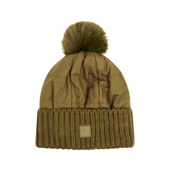 PUFFER POMPOM HAT - OLIVE | Vintage Havana Olive