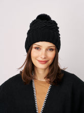 TURN UP POMPOM HAT - BLACK | Vintage Havana Black