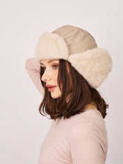 FUR TRAPPER HAT - CREAM | Vintage Havana Cream