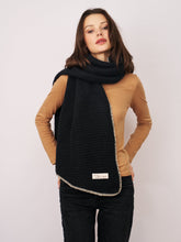 BLANKET STITCH KNIT SCARF - BLACK/IVORY | Vintage Havana Black/Ivory