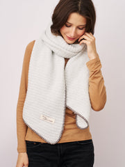 BLANKET STITCH KNIT SCARF - GREY/CHARCOAL | Vintage Havana Grey/Charcoal