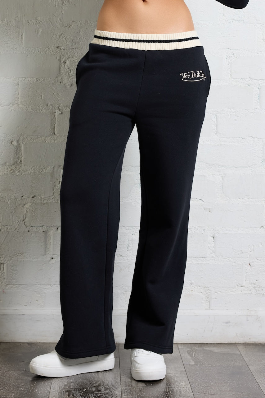 Von Dutch Wide Leg Pant | Vintage Havana Black/Ivory