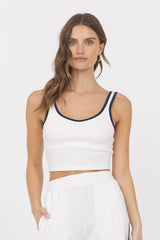 White Navy Cloud w/ Piping Tank | Vintage Havana White with Navy