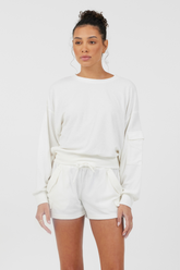 White Cord Terry Crewneck | Vintage Havana White