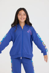 Kids Navy Cropped Full Zip Hoodie w/Crochet | Vintage Havana